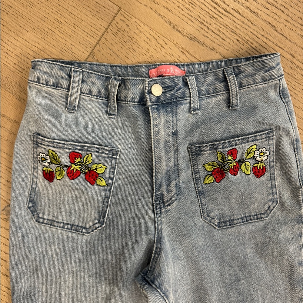 Dolls Kill Strawberry 🍓 Shortcake Bell Bottom Jeans